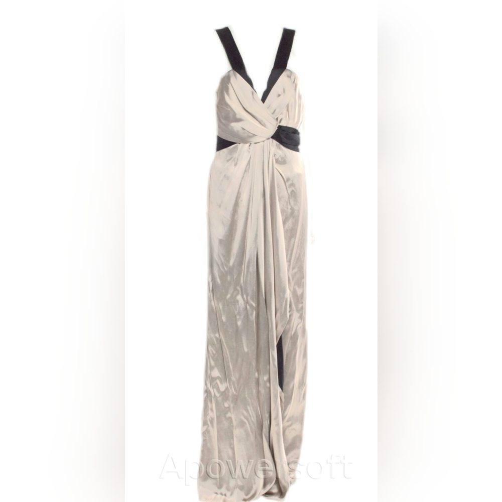 $5,500 J. MENDEL SILK LINED SATIN GOLDEN NEUTRALS RUNWAY GOWN US 10 L